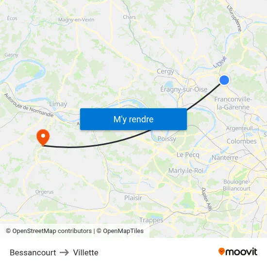 Bessancourt to Villette map
