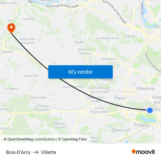 Bois-D'Arcy to Villette map