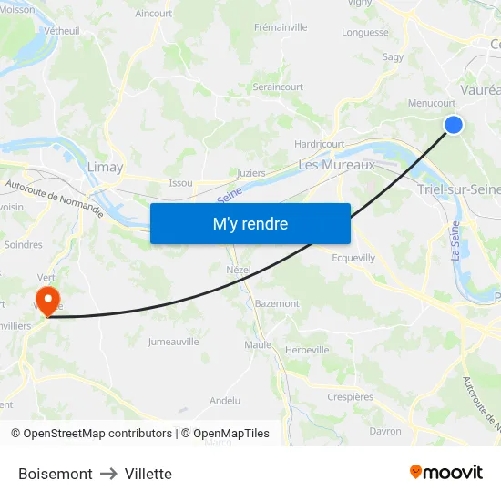 Boisemont to Villette map