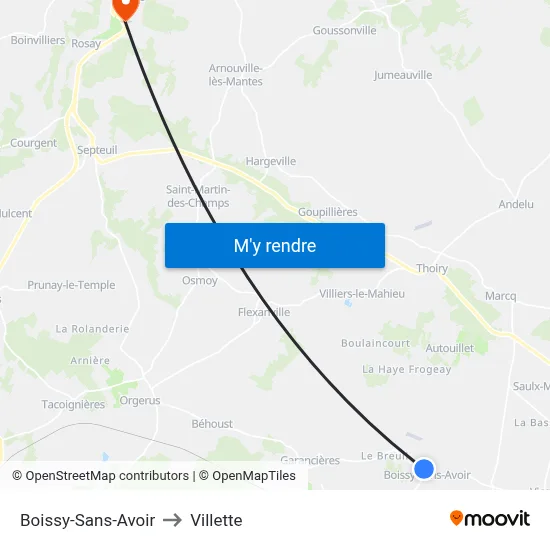 Boissy-Sans-Avoir to Villette map