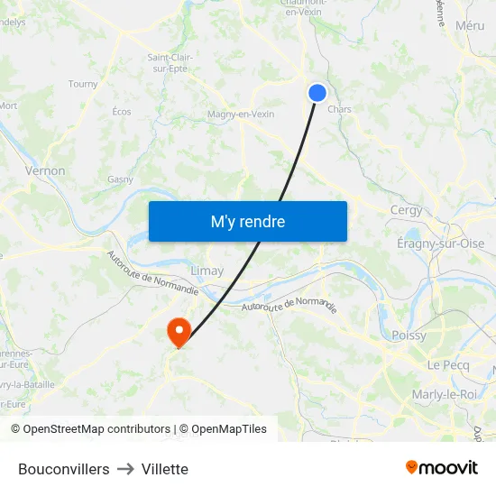 Bouconvillers to Villette map