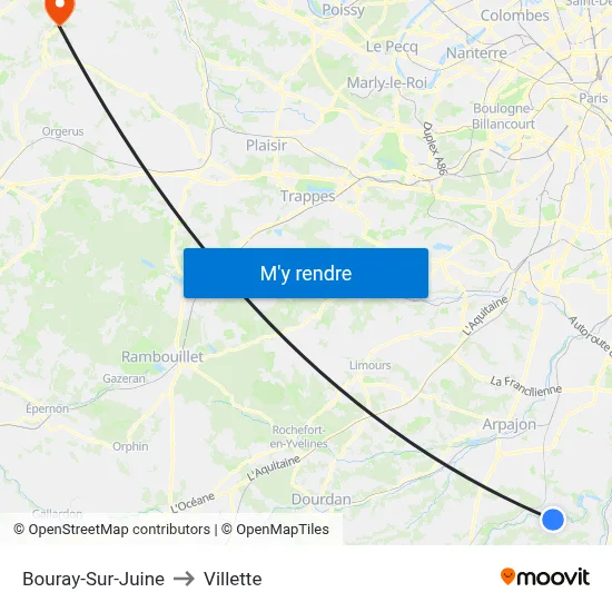 Bouray-Sur-Juine to Villette map
