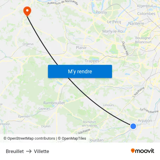 Breuillet to Villette map