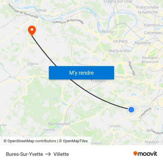 Bures-Sur-Yvette to Villette map