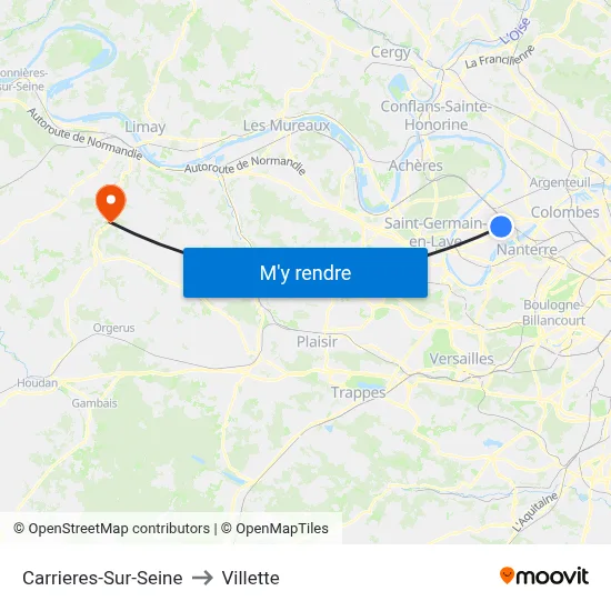 Carrieres-Sur-Seine to Villette map