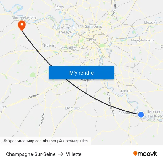 Champagne-Sur-Seine to Villette map