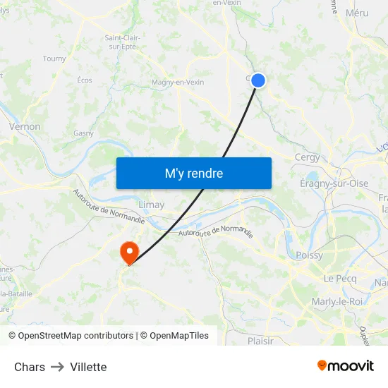 Chars to Villette map