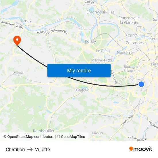 Chatillon to Villette map
