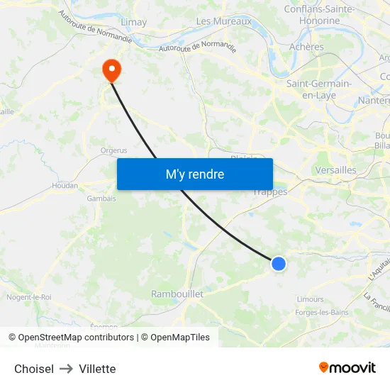 Choisel to Villette map
