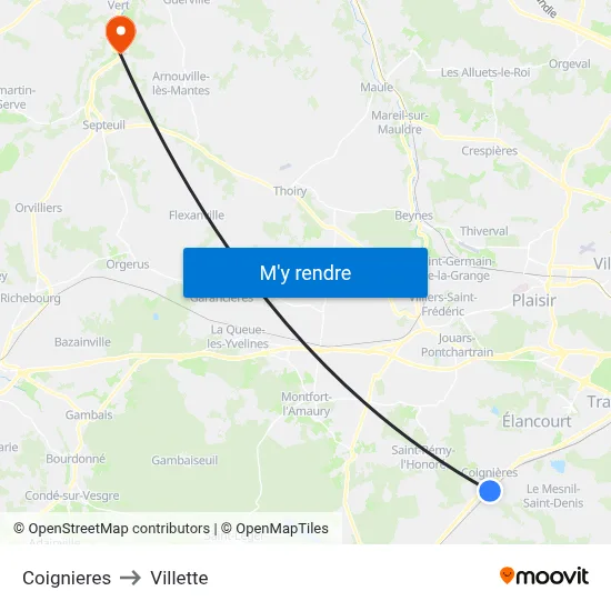 Coignieres to Villette map