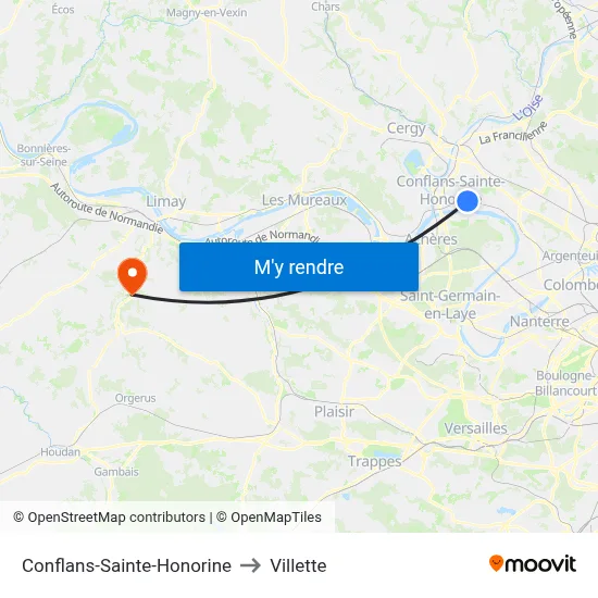 Conflans-Sainte-Honorine to Villette map