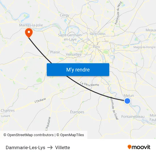 Dammarie-Les-Lys to Villette map
