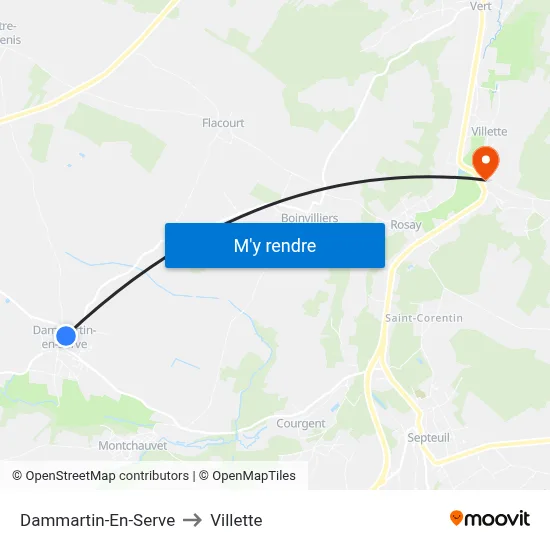 Dammartin-En-Serve to Villette map