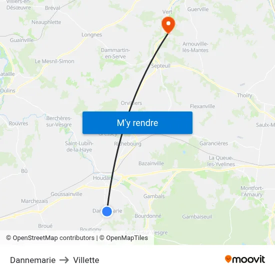 Dannemarie to Villette map