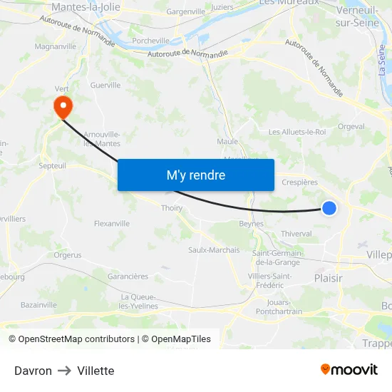 Davron to Villette map