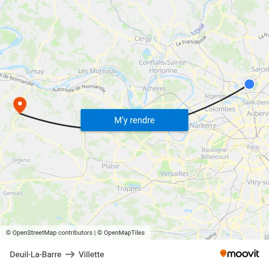 Deuil-La-Barre to Villette map