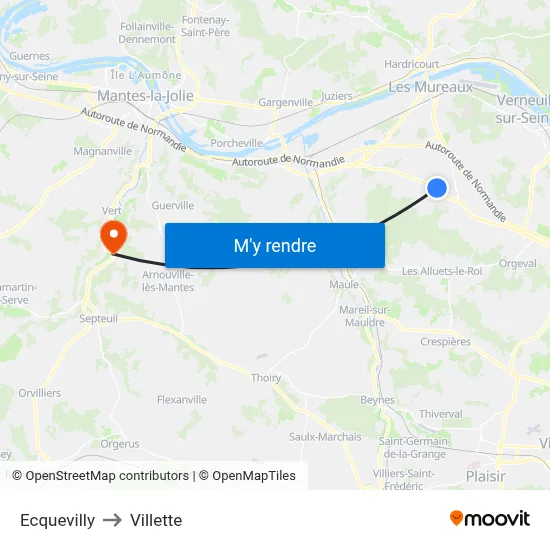 Ecquevilly to Villette map