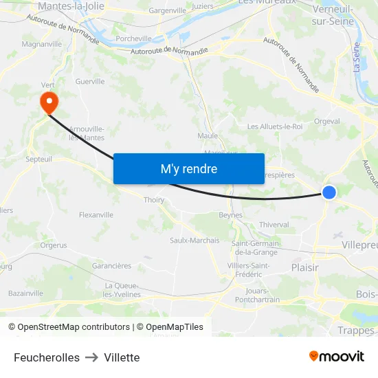 Feucherolles to Villette map