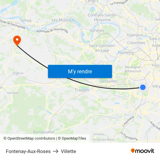 Fontenay-Aux-Roses to Villette map