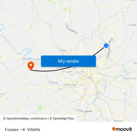 Fosses to Villette map