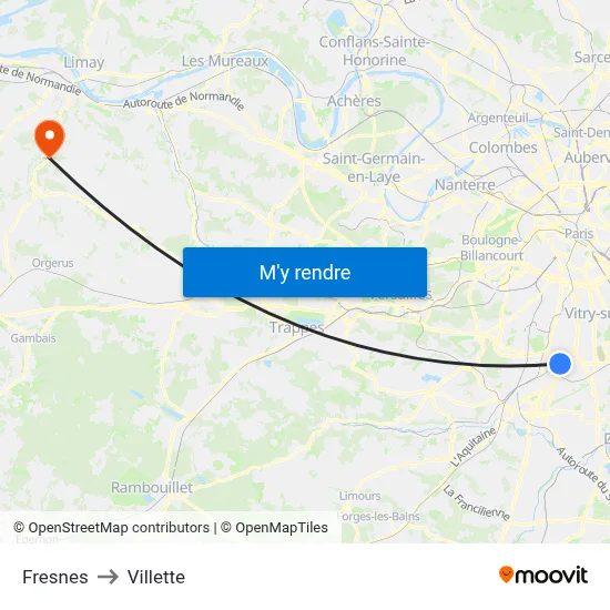 Fresnes to Villette map
