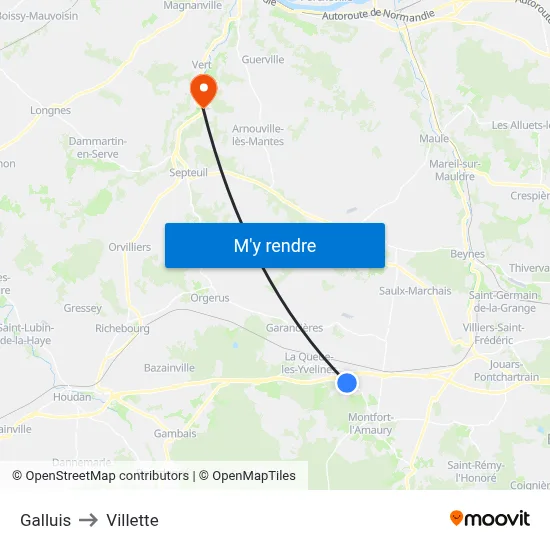 Galluis to Villette map