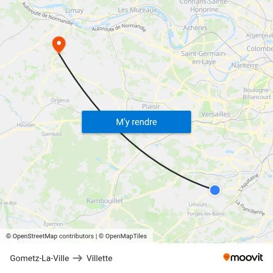 Gometz-La-Ville to Villette map