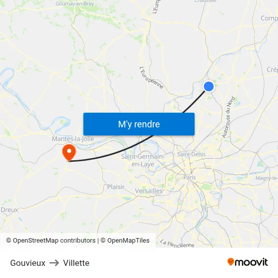 Gouvieux to Villette map