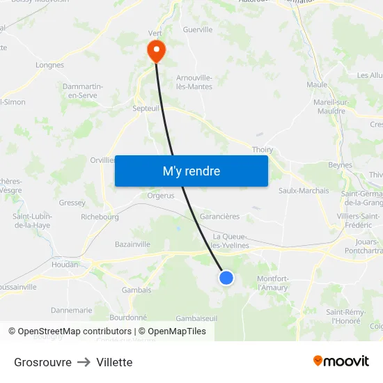 Grosrouvre to Villette map
