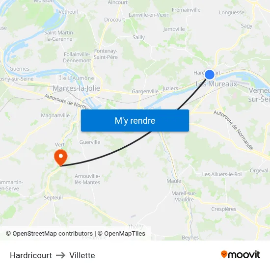 Hardricourt to Villette map