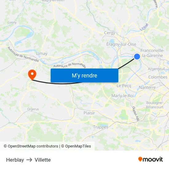Herblay to Villette map