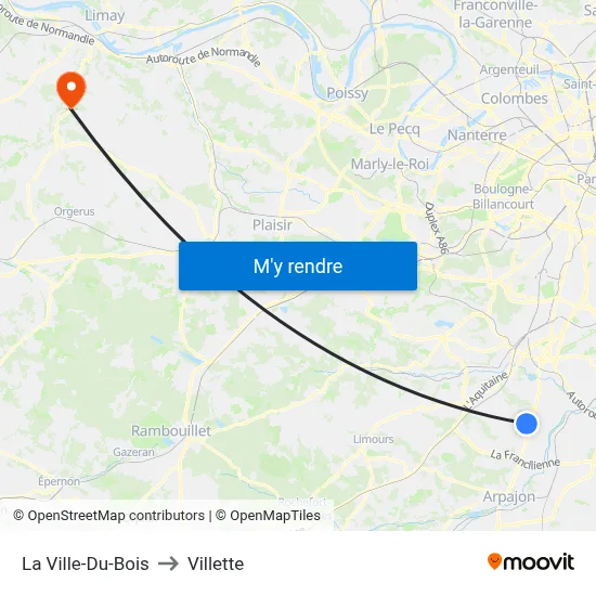 La Ville-Du-Bois to Villette map