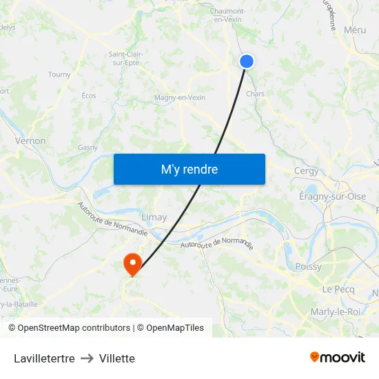 Lavilletertre to Villette map