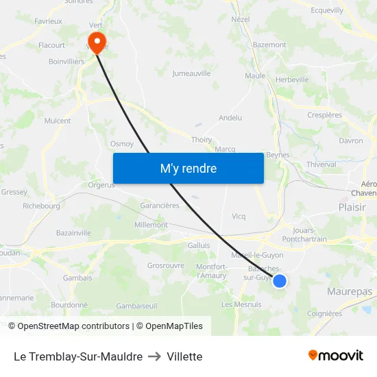 Le Tremblay-Sur-Mauldre to Villette map