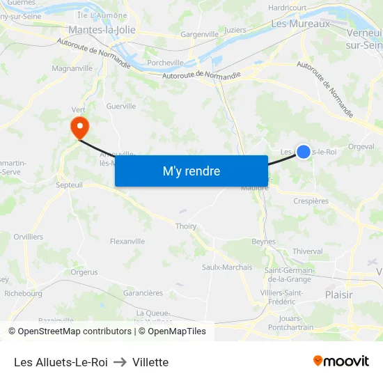 Les Alluets-Le-Roi to Villette map
