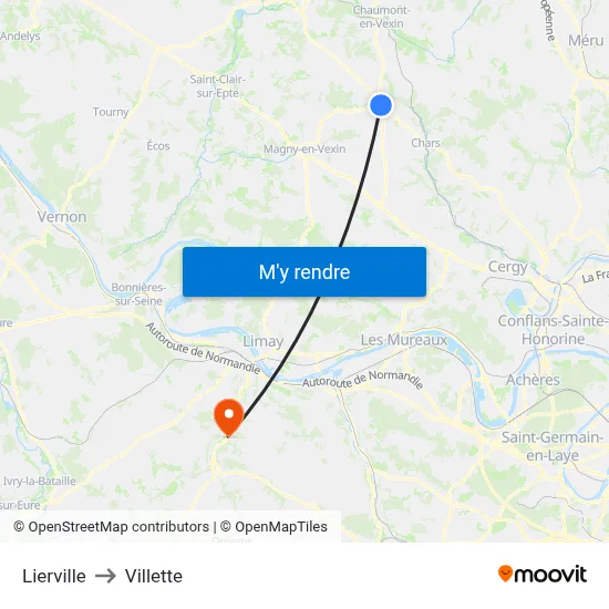 Lierville to Villette map