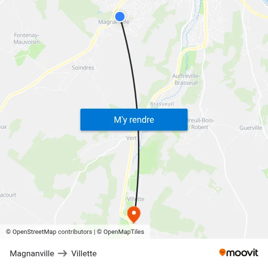 Magnanville to Villette map