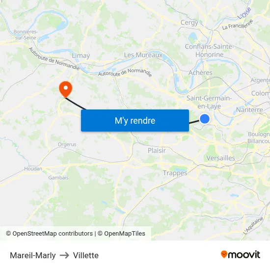 Mareil-Marly to Villette map