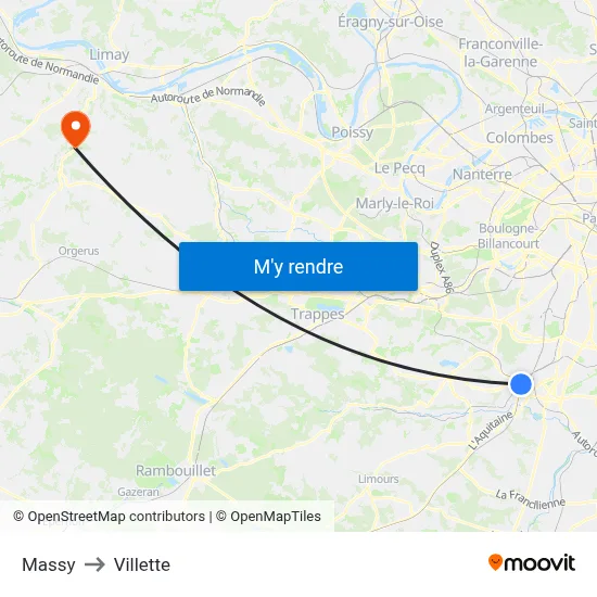 Massy to Villette map