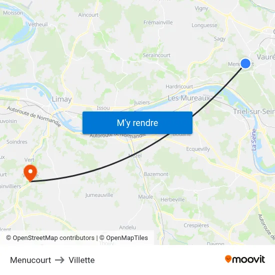 Menucourt to Villette map