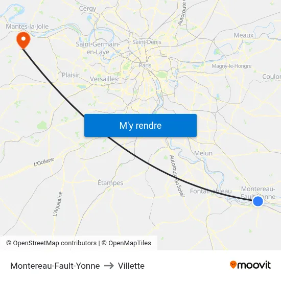Montereau-Fault-Yonne to Villette map