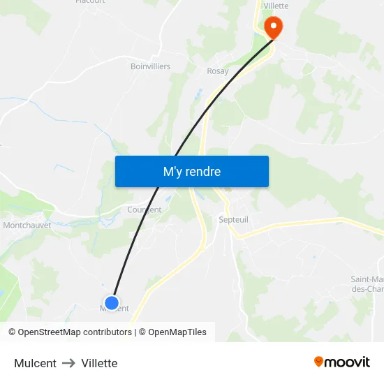Mulcent to Villette map
