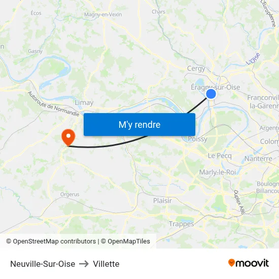 Neuville-Sur-Oise to Villette map