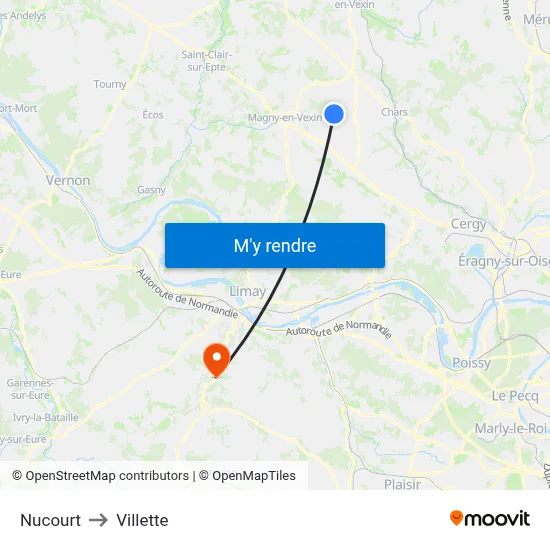 Nucourt to Villette map