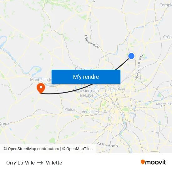 Orry-La-Ville to Villette map