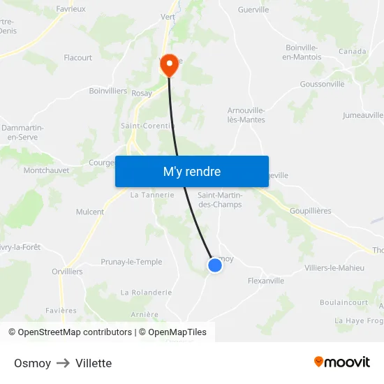 Osmoy to Villette map