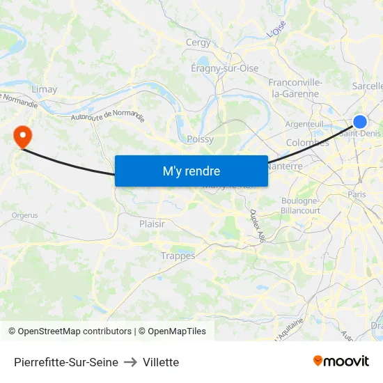 Pierrefitte-Sur-Seine to Villette map