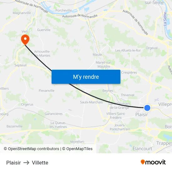 Plaisir to Villette map