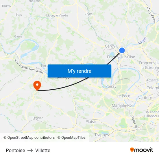 Pontoise to Villette map