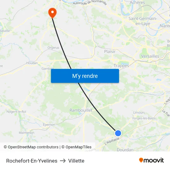 Rochefort-En-Yvelines to Villette map